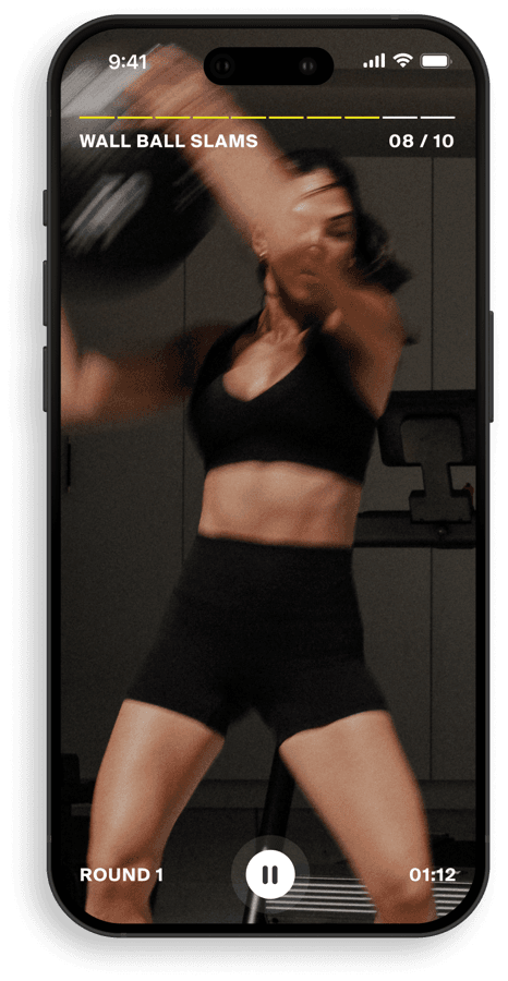Centr workout player showing wall ball slams