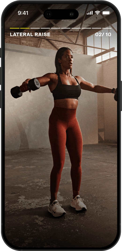 Centr Coach app showing a Lateral Raise workout